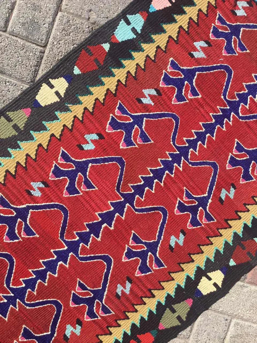 Vintage turkkilainen Kilim Runner 241cm x 75cm käytävämatto