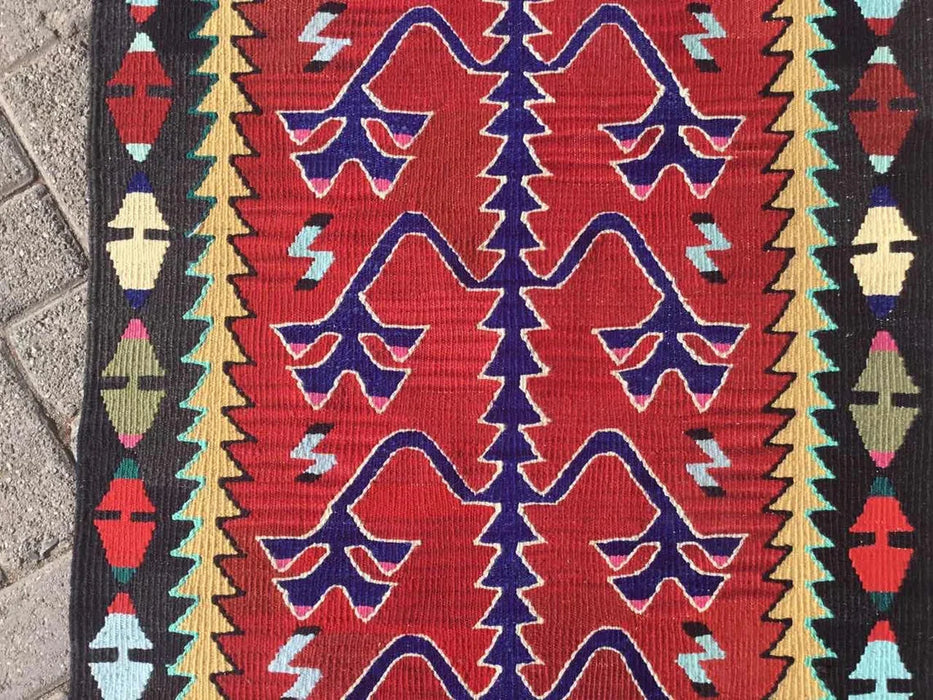 Vintage turkkilainen Kilim Runner 241cm x 75cm käytävämatto