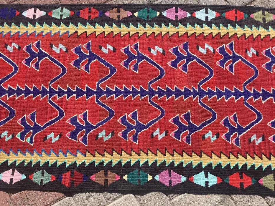 Vintage turkkilainen Kilim Runner 241cm x 75cm käytävämatto