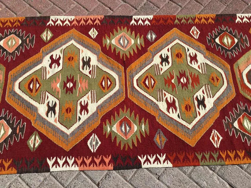 Vintage turkkilainen Kilim Runner 265cm x 90cm #264