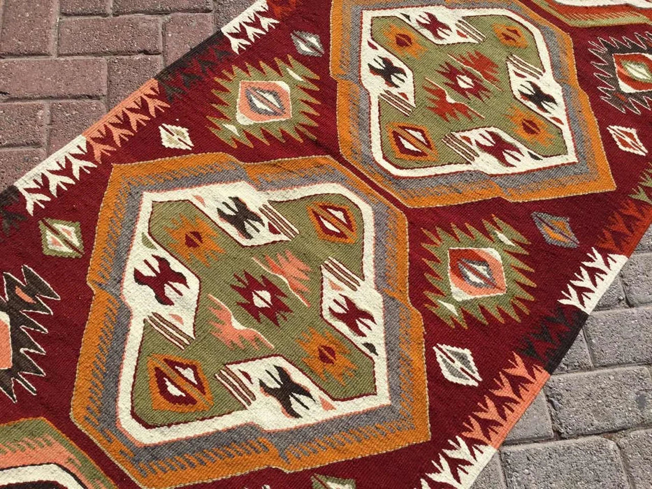 Vintage turkkilainen Kilim Runner 265cm x 90cm #264