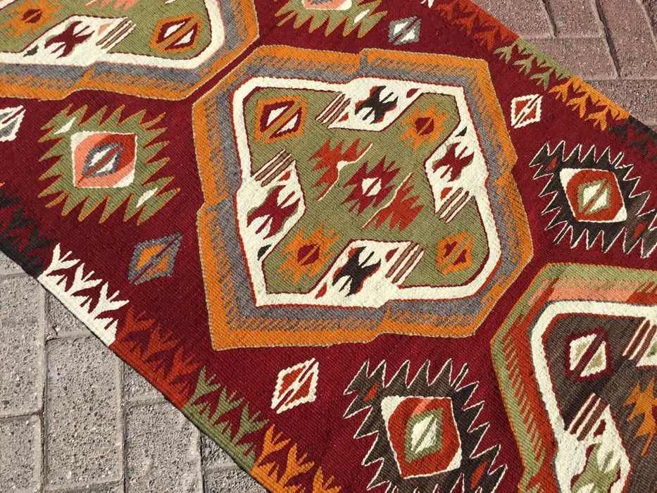 Vintage turkkilainen Kilim Runner 265cm x 90cm #264