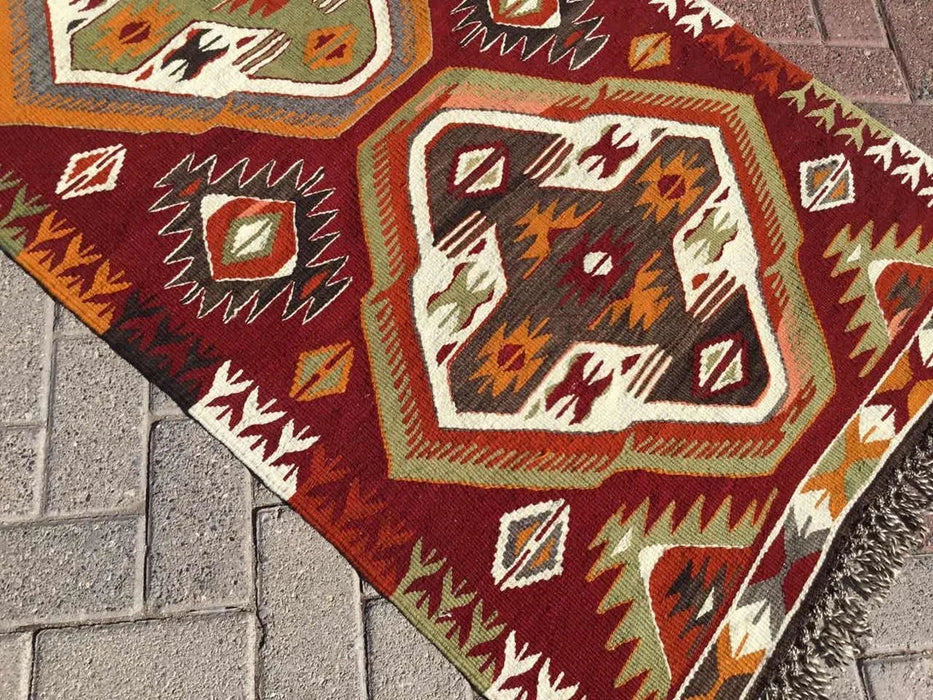 Vintage turkkilainen Kilim Runner 265cm x 90cm #264