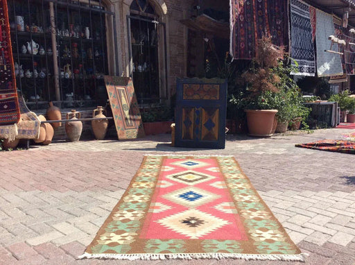 Vintage Turkish Kilim Runner 267cm x 114cm For Hallway