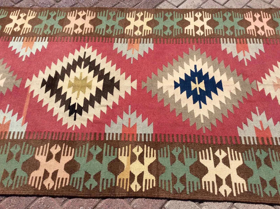 Vintage turkkilainen Kilim Runner 267cm x 114cm käytävälle