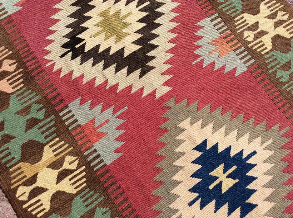 Vintage turkkilainen Kilim Runner 267cm x 114cm käytävälle