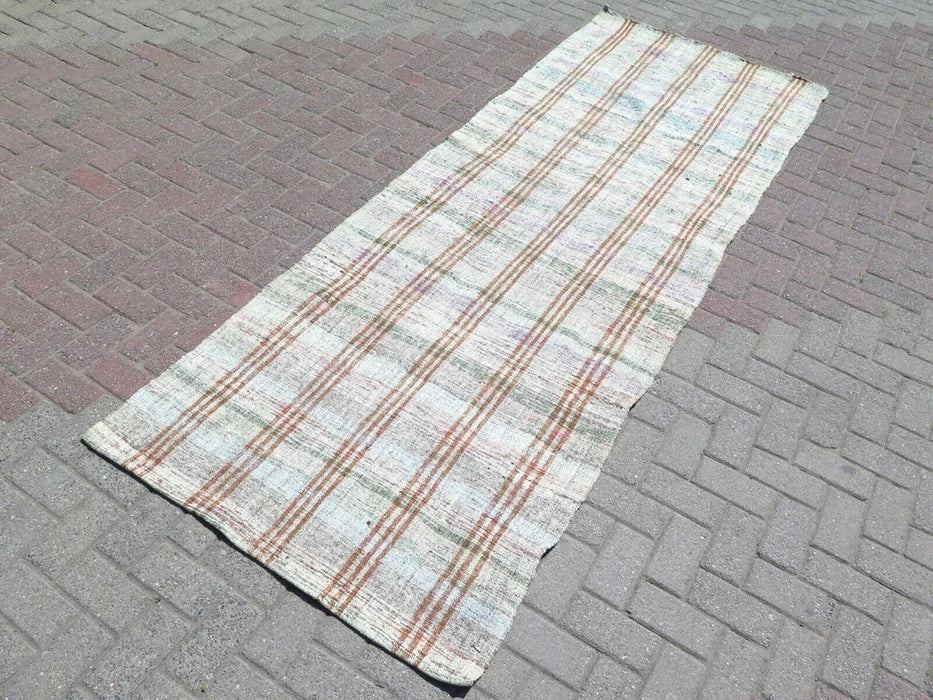 Vintage Turkse Kelim Runner 300cm x 107cm Uniek ontwerp