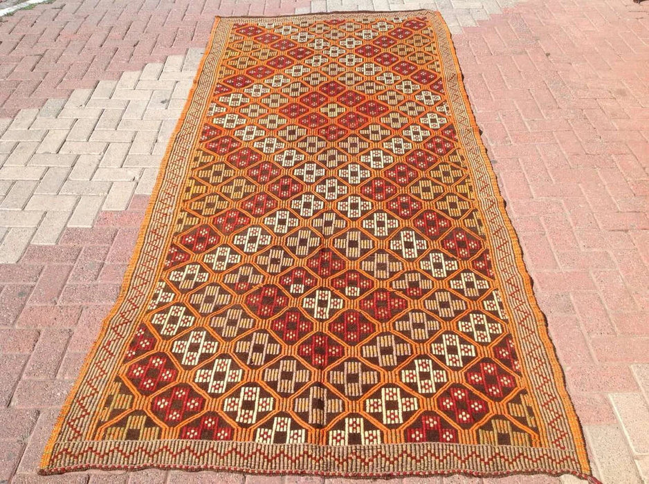 Vintage turkkilainen Kilim Runner 315cm x 140cm Käsintehty