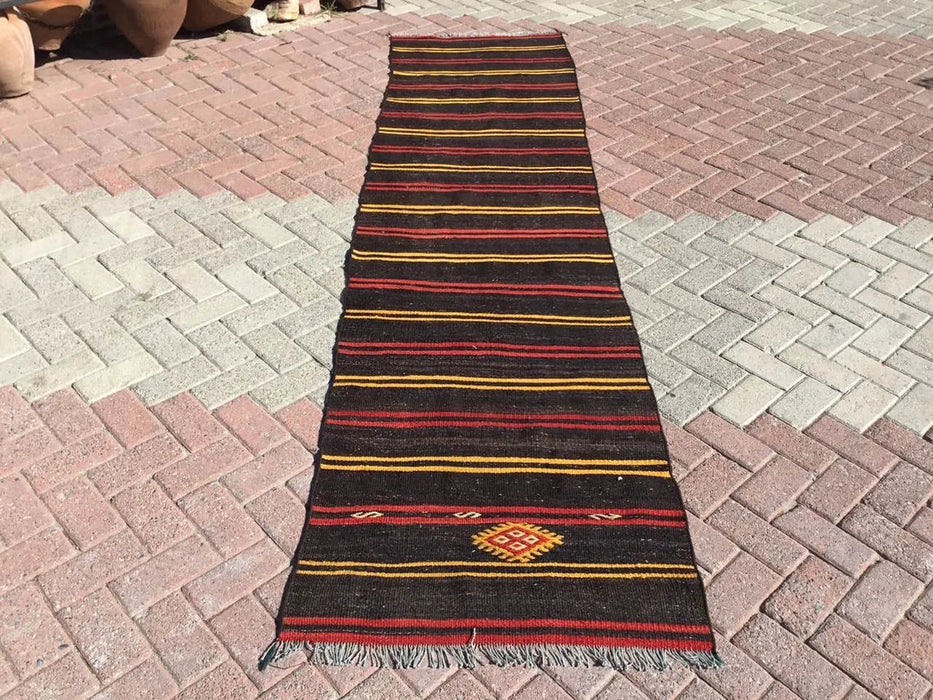 Vintage Turkish Kilim Runner 323cm x 81cm 50 Years Old