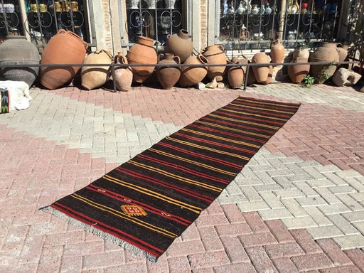 Vintage Turkish Kilim Runner 323cm x 81cm 50 Years Old