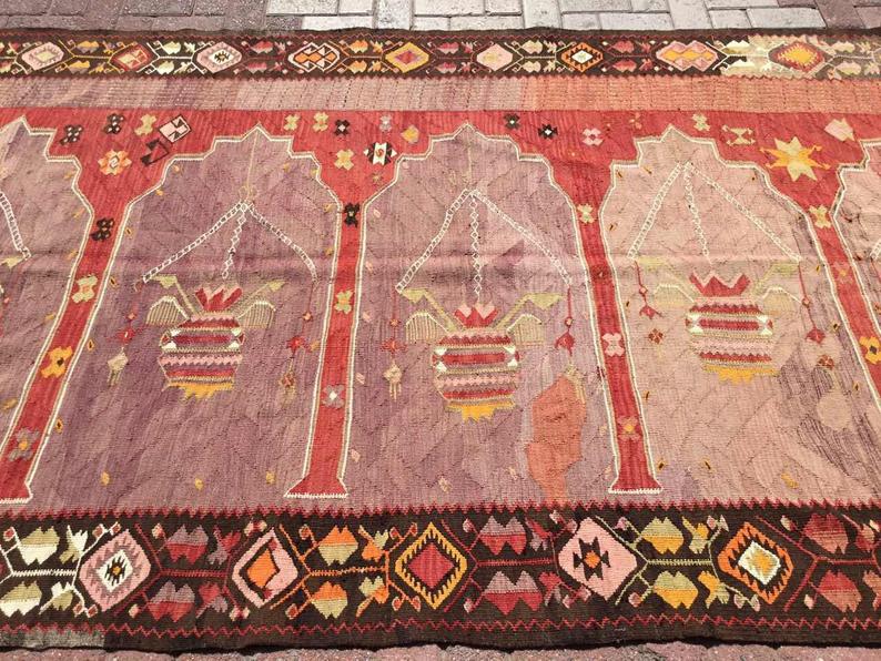 Vintage Turkish Kilim Runner 358cm x 160cm 60 Years Old