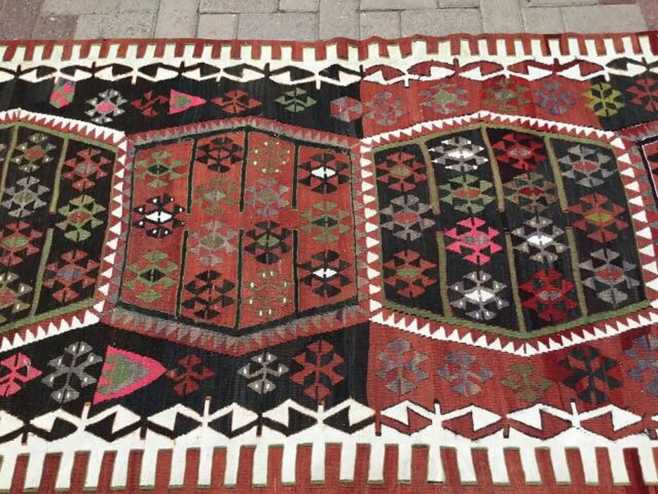 Vintage Turkse Kelim Runner 444cm x 106cm halkleed