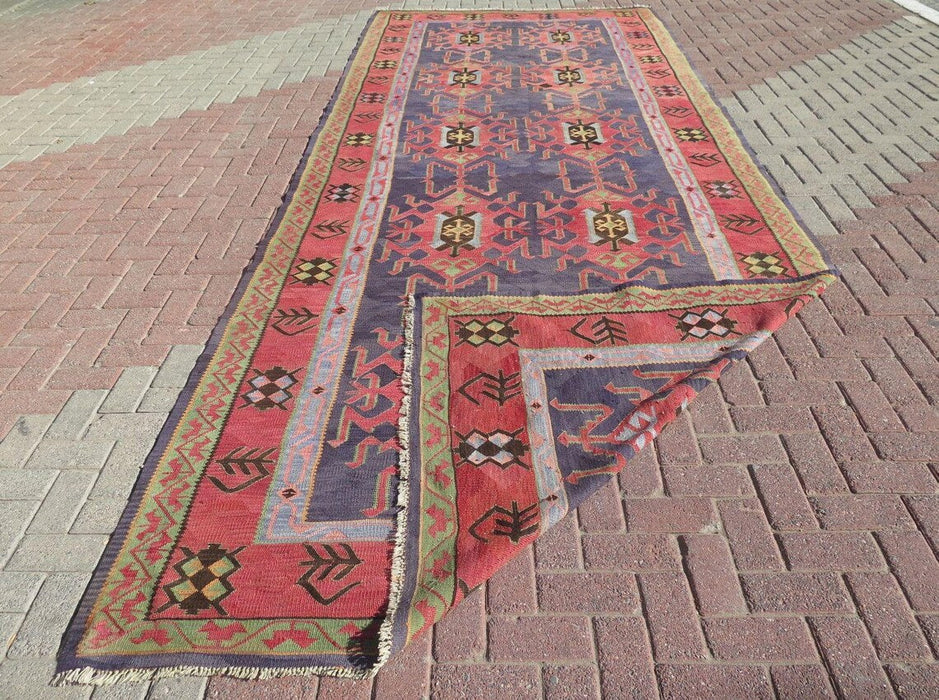 Vintage Turkse Kelim Runner 492cm x 190cm Wol