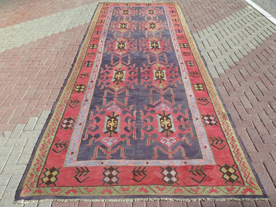 Vintage Turkse Kelim Runner 492cm x 190cm Wol