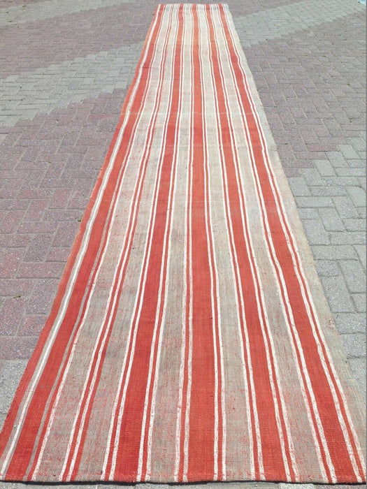 Vintage Turkish Kilim Runner 642 Cm X 106 Cm Handwoven