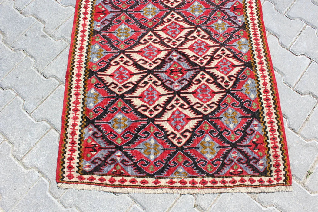 Vintage Turkish Kilim Runner 80cm x 146cm Handmade 60 Years Old