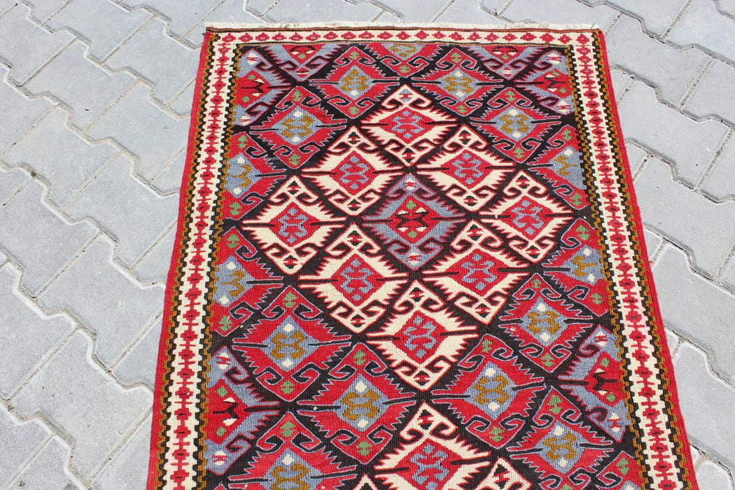 Vintage Turkish Kilim Runner 80cm x 146cm Handmade 60 Years Old