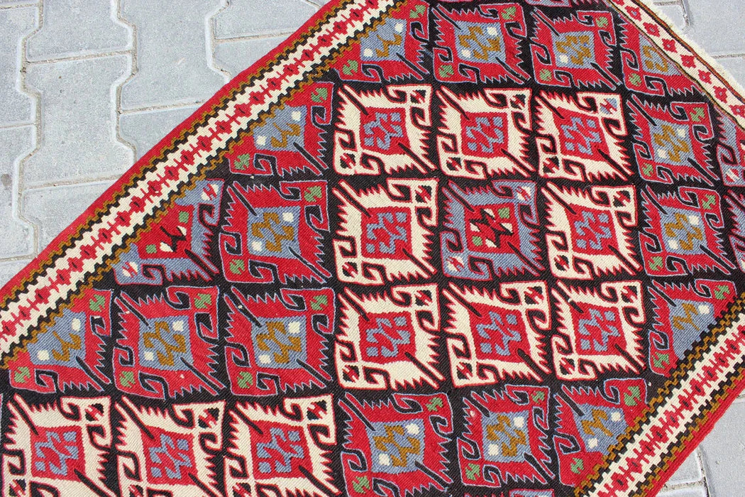 Vintage Turkish Kilim Runner 80cm x 146cm Handmade 60 Years Old