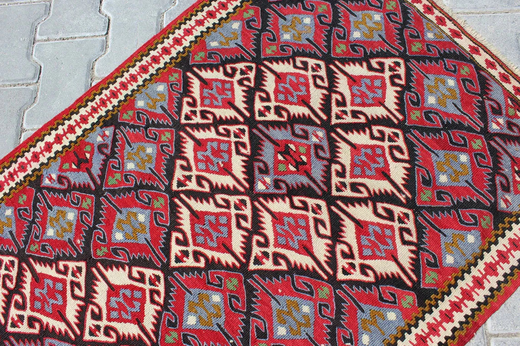 Vintage Turkish Kilim Runner 80cm x 146cm Handmade 60 Years Old