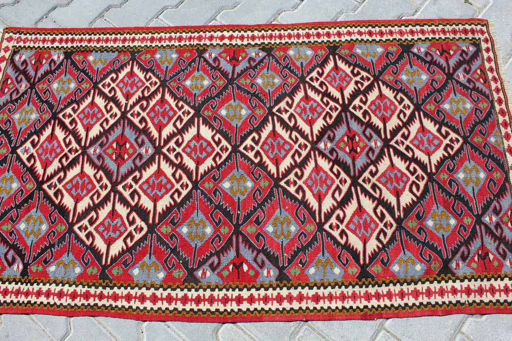 Vintage Turkish Kilim Runner 80cm x 146cm Handmade 60 Years Old