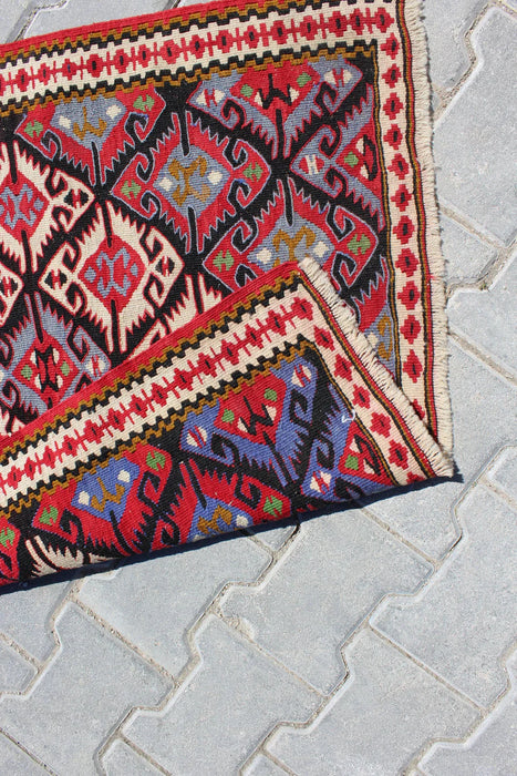 Vintage Turkish Kilim Runner 80cm x 146cm Handmade 60 Years Old