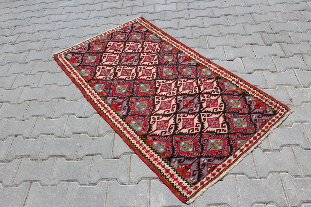 Vintage Turkish Kilim Runner 80cm x 146cm Handmade 60 Years Old