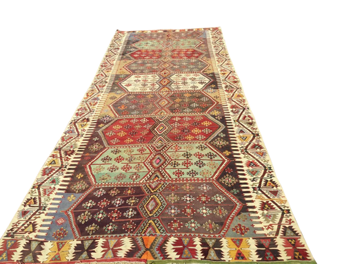 Vintage Turkish Kilim Runner Rug 190cm x 457cm