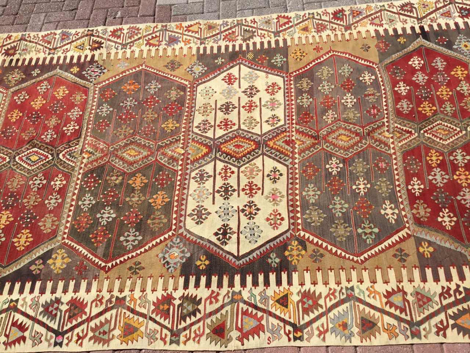 Vintage Turkse Kelim Runner Rug 190cm x 457cm