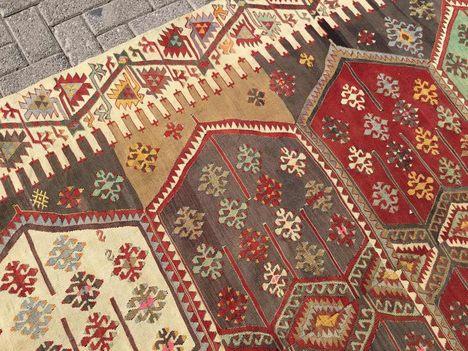 Vintage Turkse Kelim Runner Rug 190cm x 457cm