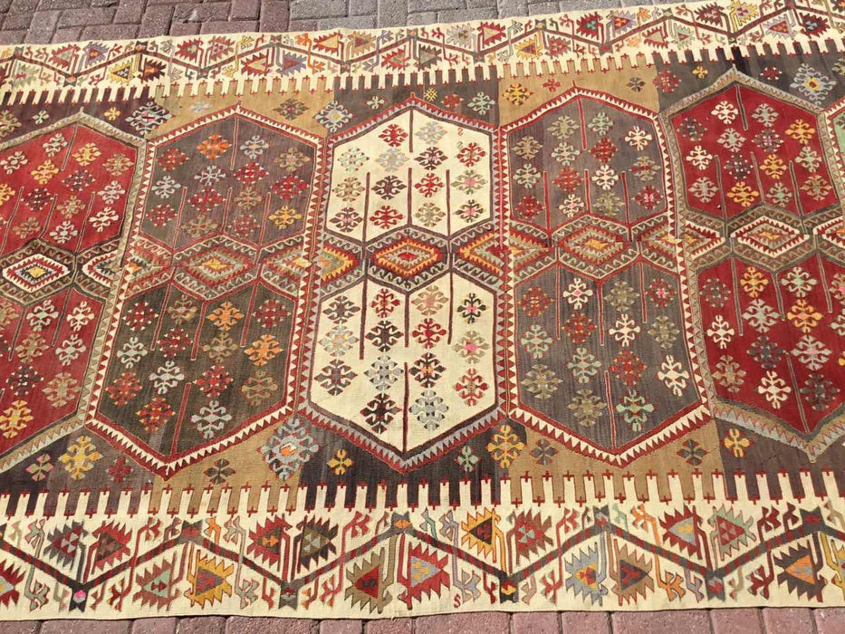 Vintage Turkse Kelim Runner Rug 190cm x 457cm