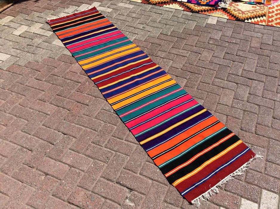 Vintage turkkilainen Kilim juoksumatto 245cm x 60cm #251