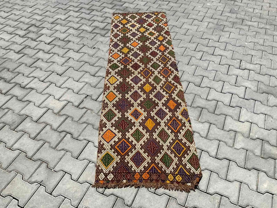 Vintage Turkish Kilim Runner Rug 248cm x 73cm #284