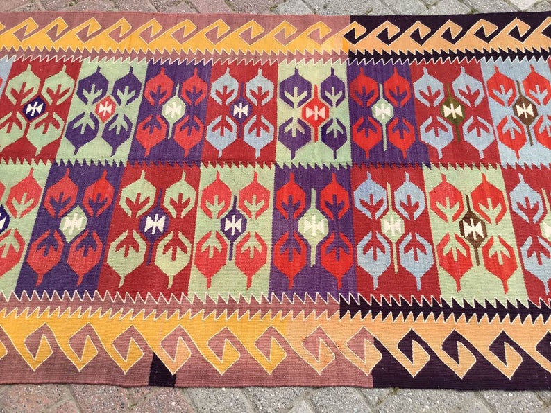 Vintage Turkse Kelim Runner Rug 255cm x 114cm Hal