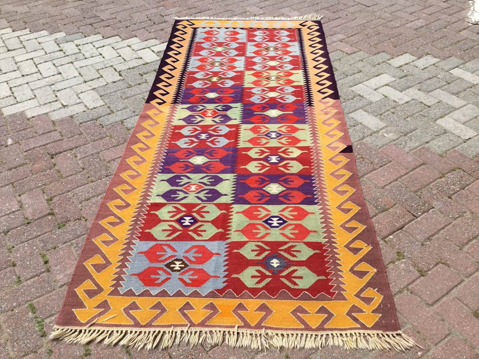 Vintage Turkse Kelim Runner Rug 255cm x 114cm Hal