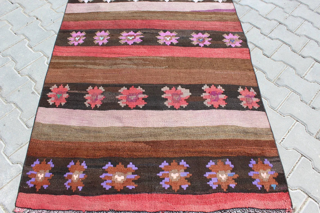 Vintage turkkilainen Kilim juoksumatto 266 cm x 107 cm Toimitus maailmanlaajuisesti