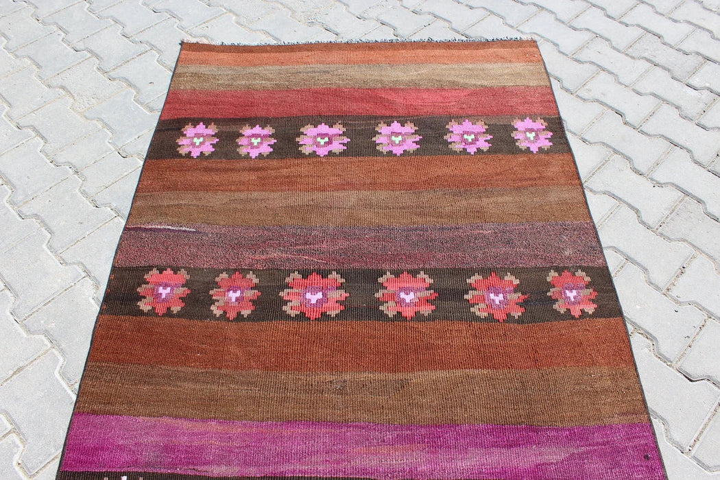 Vintage turkkilainen Kilim juoksumatto 266 cm x 107 cm Toimitus maailmanlaajuisesti