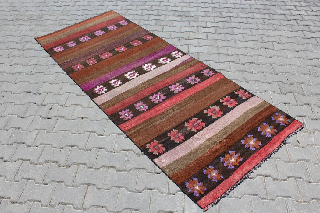 Vintage turkkilainen Kilim juoksumatto 266 cm x 107 cm Toimitus maailmanlaajuisesti