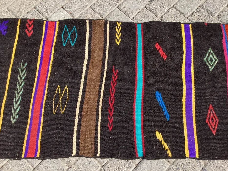 Vintage turkkilainen Kilim juoksumatto 272cm x 65cm #299