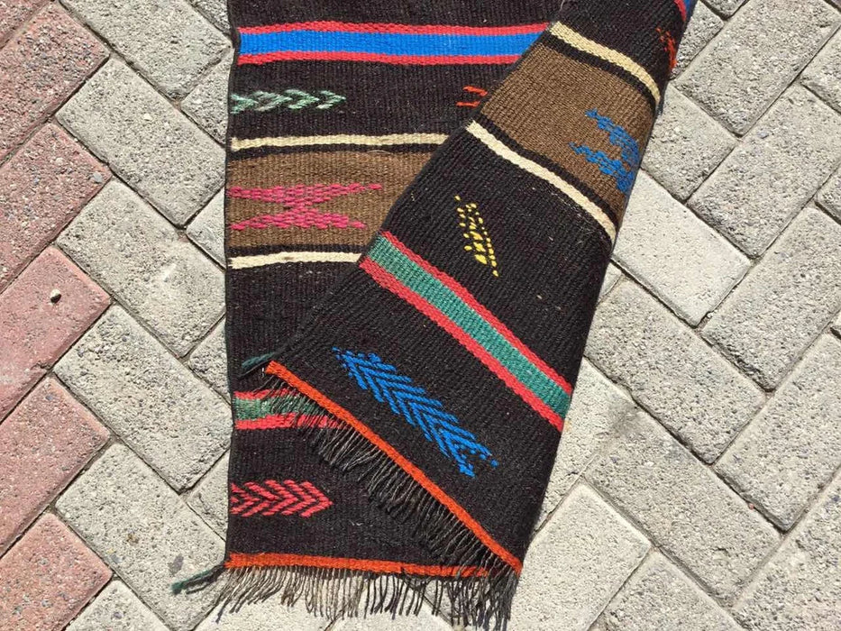 Vintage turkkilainen Kilim juoksumatto 272cm x 65cm #299