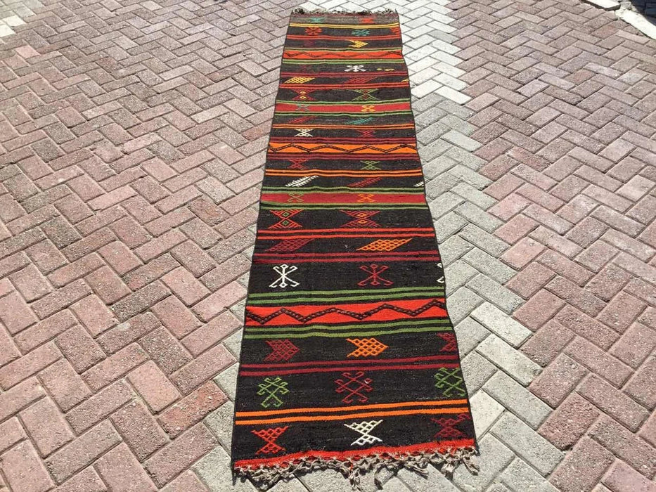 Vintage Turkish Kilim Runner Rug 298cm x 72cm #314