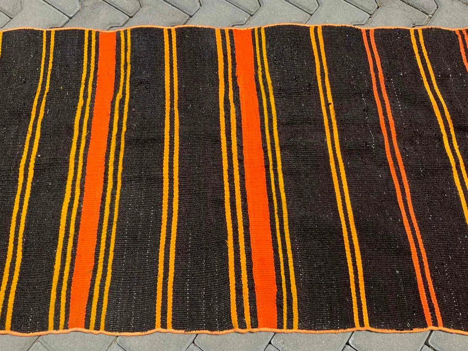 Vintage turkkilainen Kilim juoksumatto 307cm x 81cm