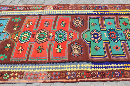 Vintage Turkish Kilim Runner Rug 320Cm X 147Cm #373