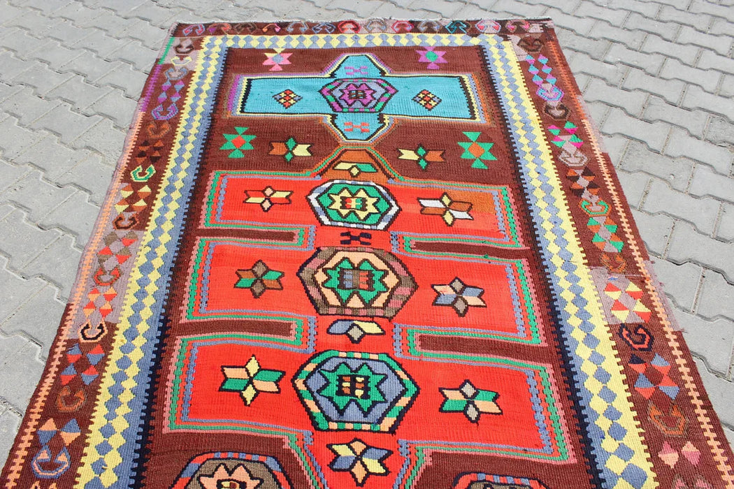 Vintage Turkish Kilim Runner Rug 320Cm X 147Cm #373