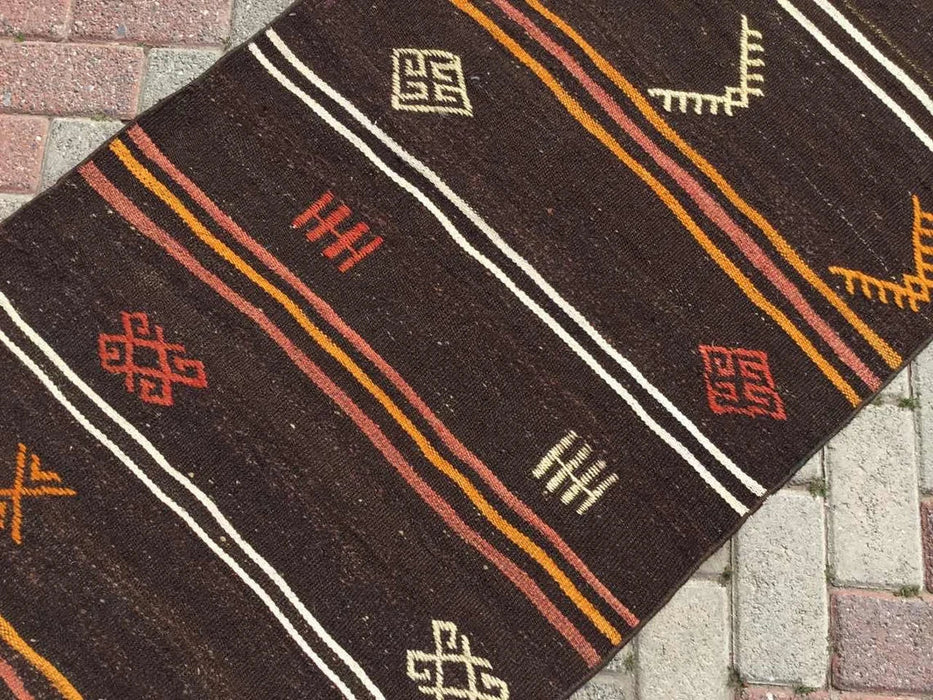 Vintage Turkish Kilim Runner Rug 324cm x 80cm #267