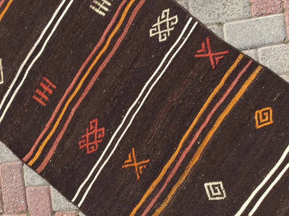 Vintage Turkish Kilim Runner Rug 324cm x 80cm #267