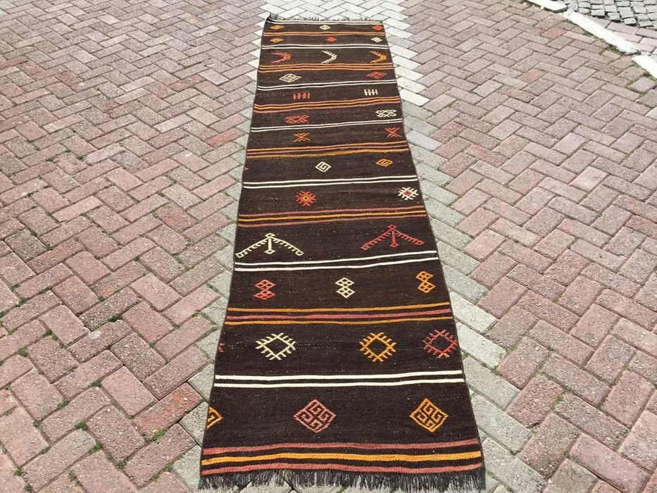 Vintage Turkish Kilim Runner Rug 324cm x 80cm #267