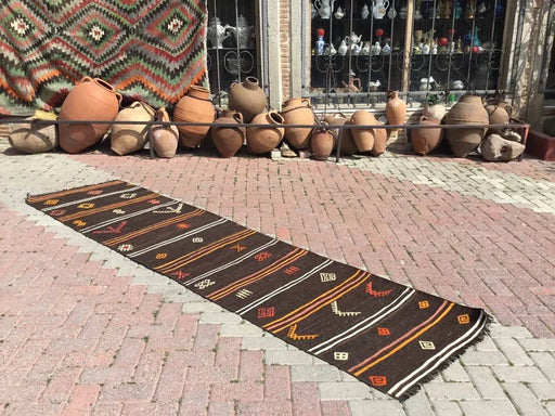 Vintage Turkish Kilim Runner Rug 324cm x 80cm #267