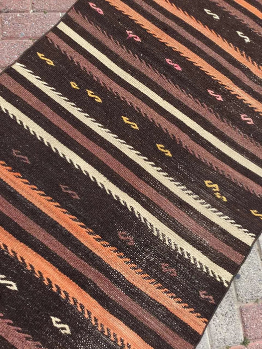 Vintage turkkilainen Kilim juoksumatto 336cm x 92cm