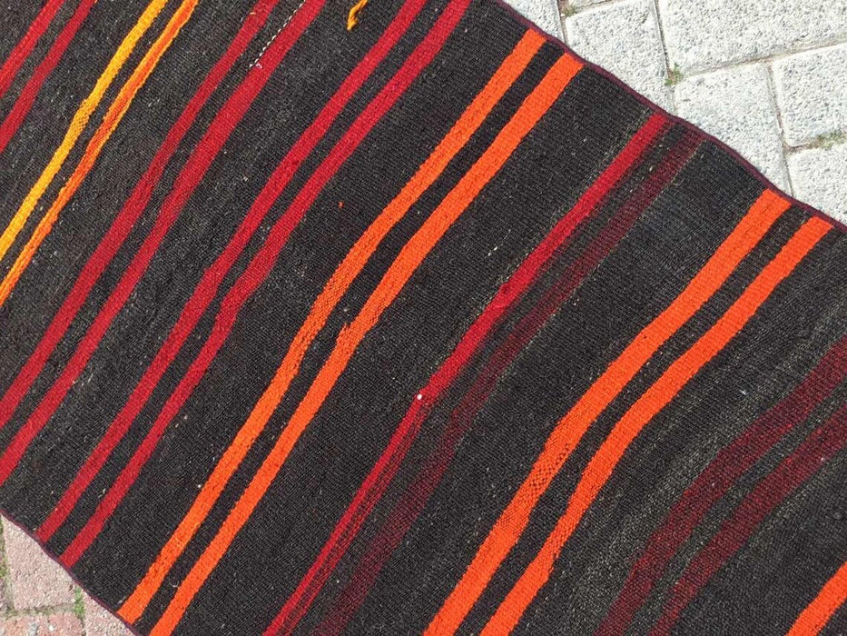 Vintage turkkilainen Kilim juoksumatto 350cm x 87cm #258