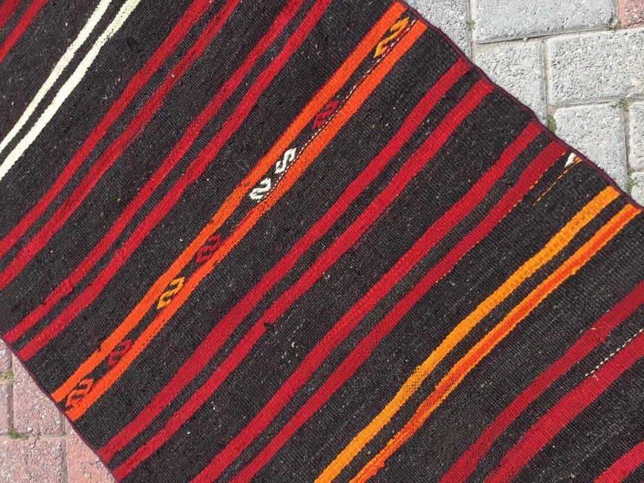 Vintage turkkilainen Kilim juoksumatto 350cm x 87cm #258